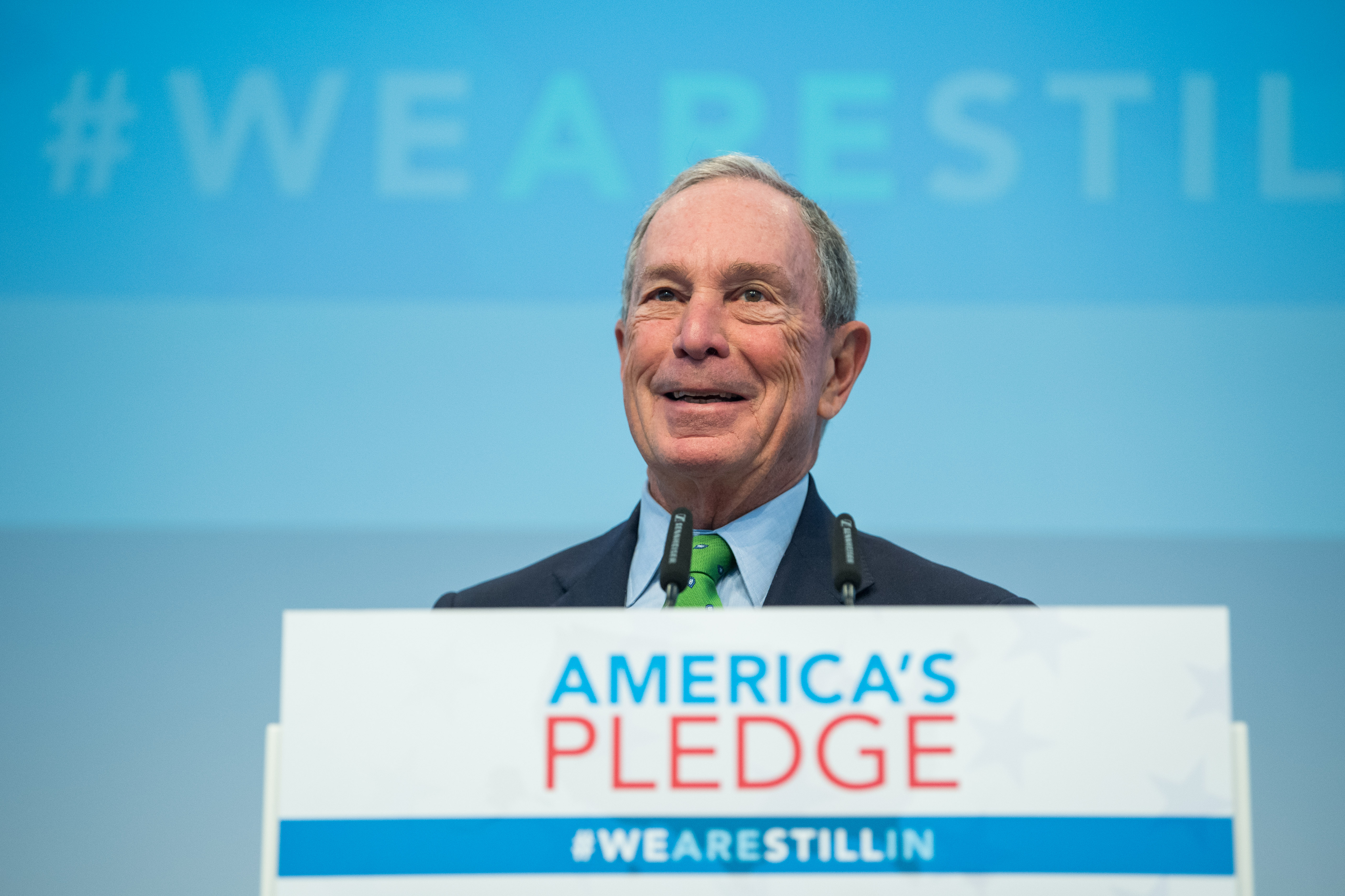 American businessman Michael Bloomberg talks at a discussion at the America's Pledge launch event at the U.S. 'We Are Still In' pavilion at the COP 23 United Nations Climate Change Conference on November 11, 2017, in Bonn, Germany. (Getty Images)
