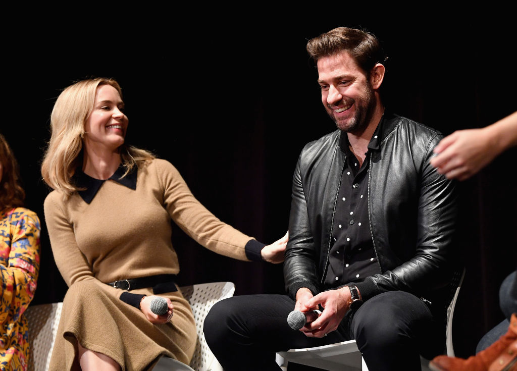 Actors Emily Blunt and John Kransinski speak onstage during the A Quiet Place Q&A at 21st SCAD Savannah Film Festival on October 27, 2018 in Savannah, Georgia. (Photo by Dia Dipasupil/Getty Images for SCAD)