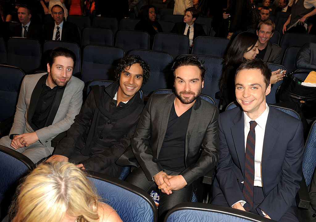 (L-R) Actors Simon Helberg, Kunal Nayyar, Johnny Galecki, and Jim Parsons during the People's Choice Awards 2010 held at Nokia Theatre L.A. Live on January 6, 2010 in Los Angeles, California. (Photo by Kevin Winter/Getty Images for PCA)