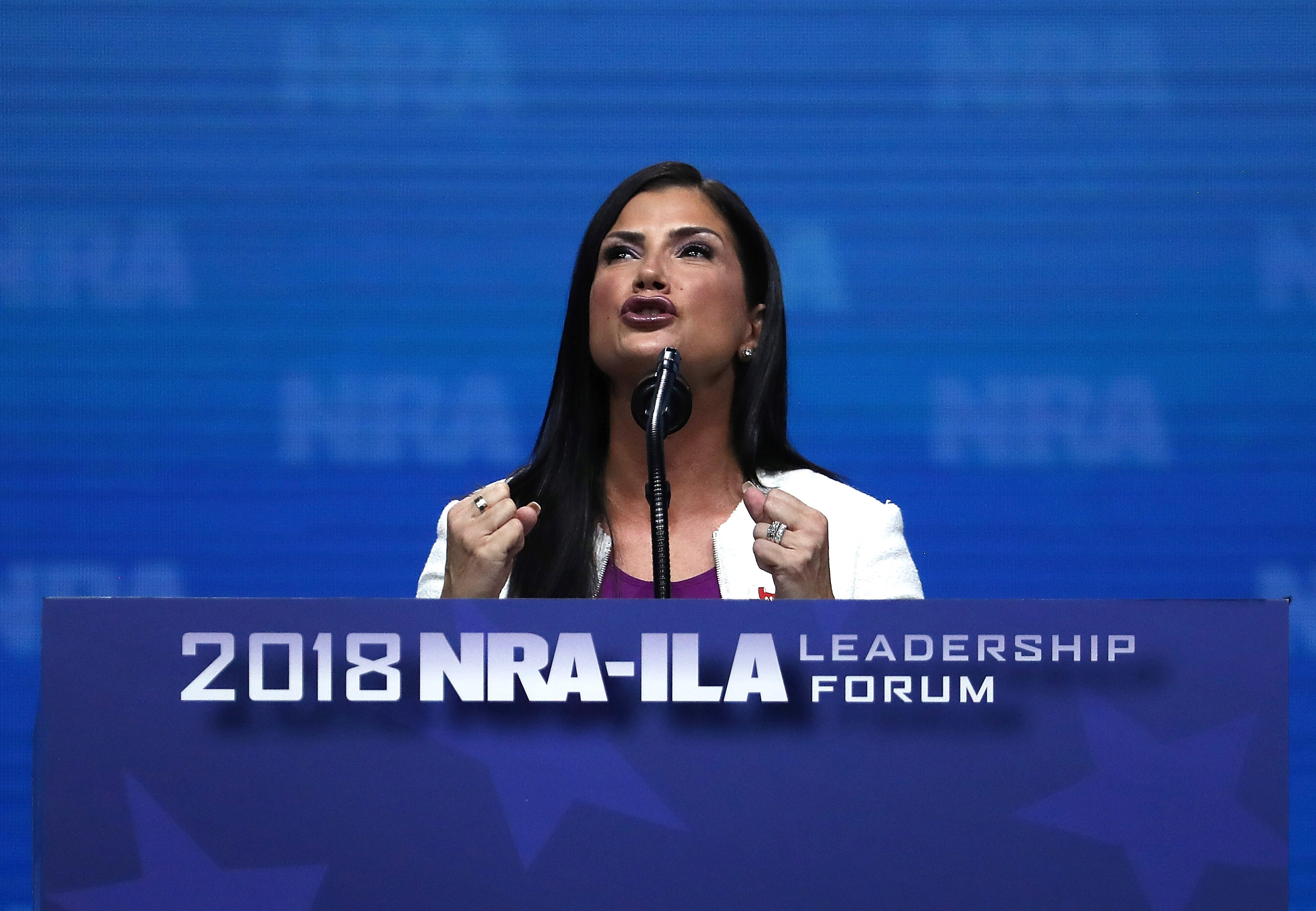 National Rifle Association spokesperson Dana Loesch speaks at the NRA-ILA Leadership Forum during the NRA Annual Meeting & Exhibits at the Kay Bailey Hutchison Convention Center on May 4, 2018 in Dallas, Texas. The National Rifle Association's annual meeting and exhibit runs through Sunday.