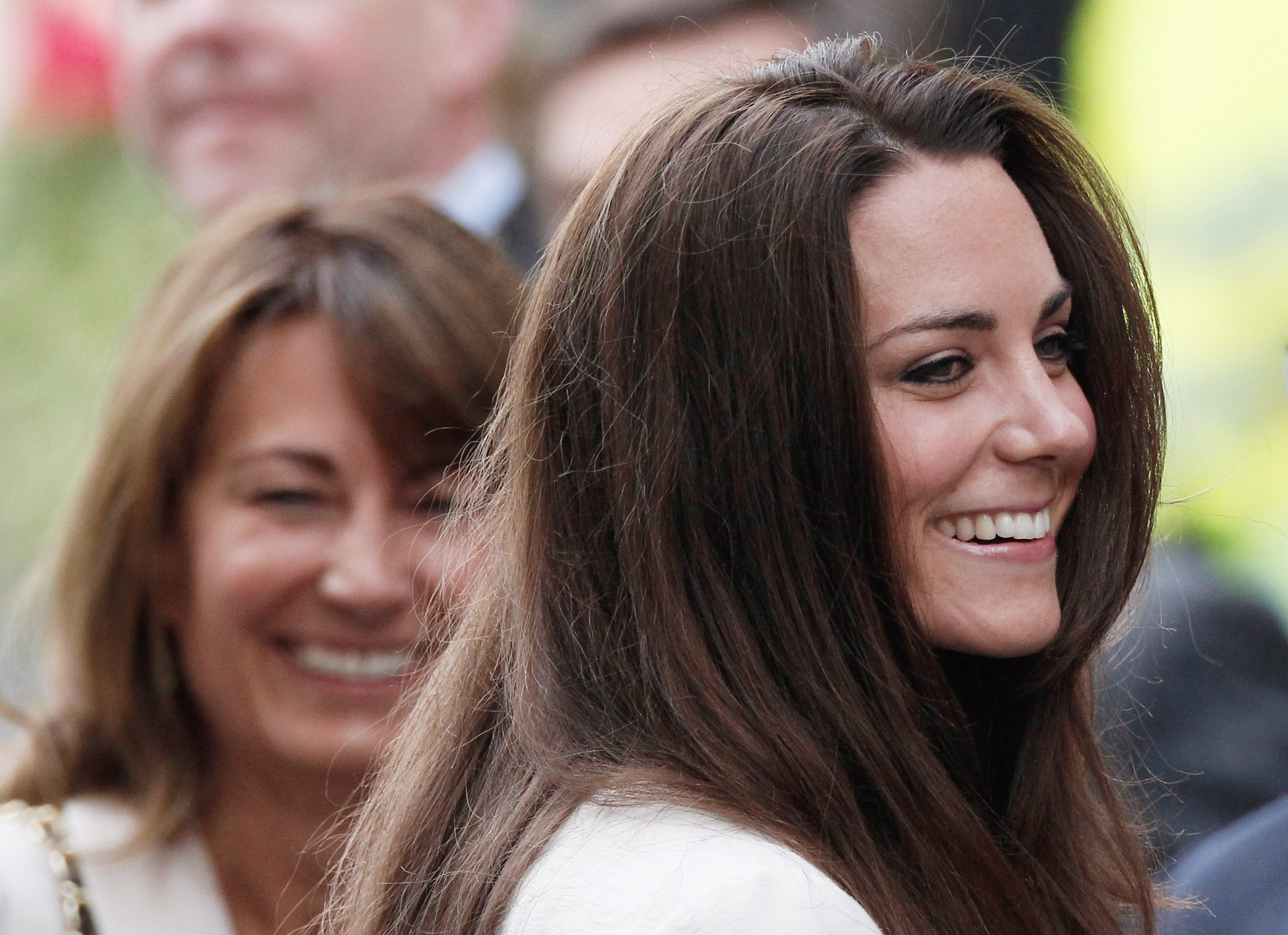 Catherine Middleton smiles as her mother Carole looks on as they arrive at The Goring Hotel after visiting Westminster Abbey on April 28, 2011, in London, England. (Getty Images)