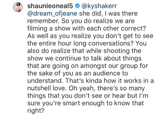 Shaunie O'Neal responds to her critics that are calling her a hypocrite. (Instagram)