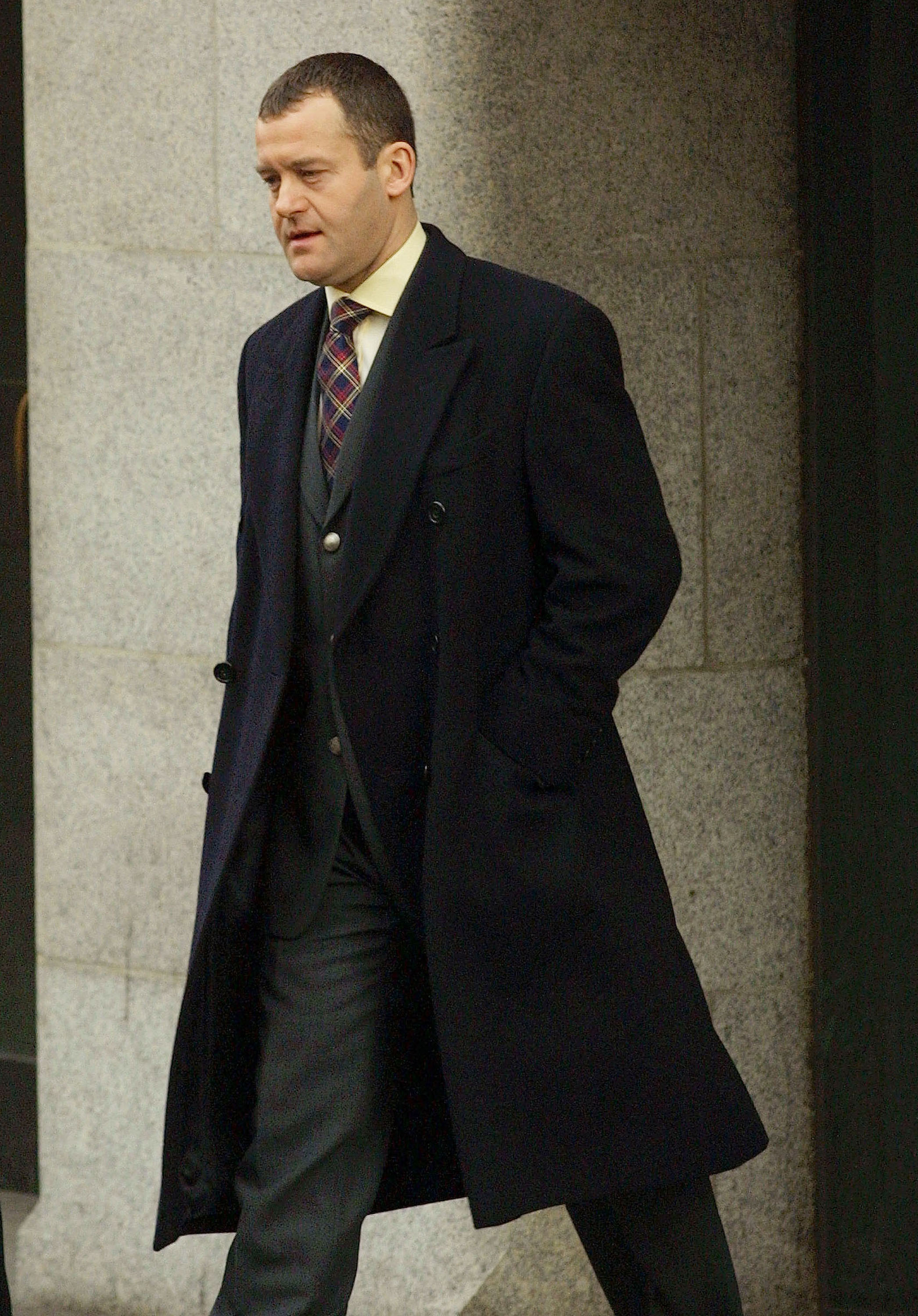 Princess Diana's former butler Paul Burrell leaves the Old Bailey Central Criminal Court after pleading ''Not Guilty'' to theft charges January 10, 2002 in London, England. Burrell will stand trial October 14, 2002 for allegedly stealing items belonging to the late princess and other members of the royal family.
