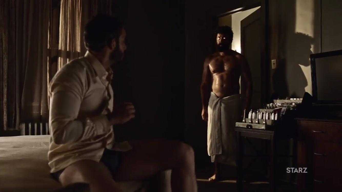 Mousa Kraish (The Jinn) and Omid Abtahi (Salim) in 'American Gods'. (Source: IMDB)