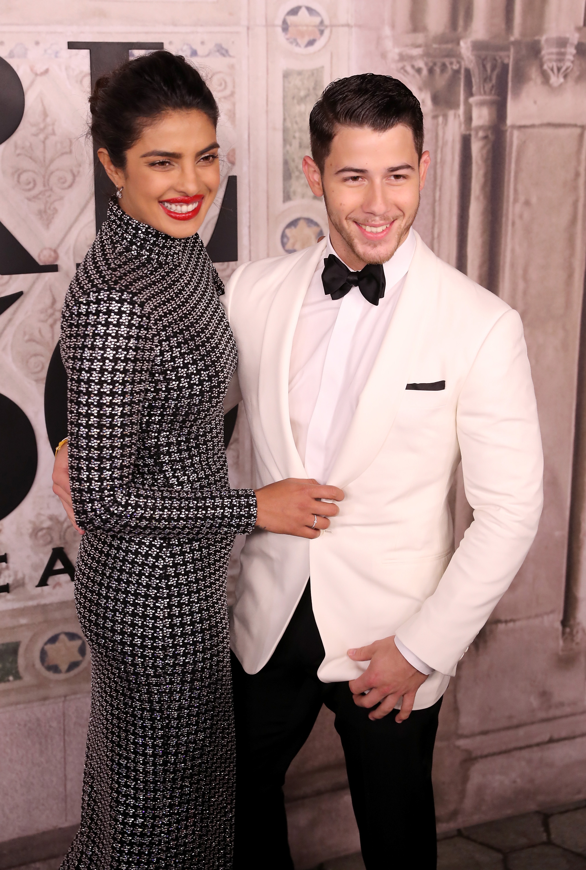 Priyanka Chopra and Nick Jonas attend the Ralph Lauren fashion show during New York Fashion Week at Bethesda Terrace on September 7, 2018 in New York City.