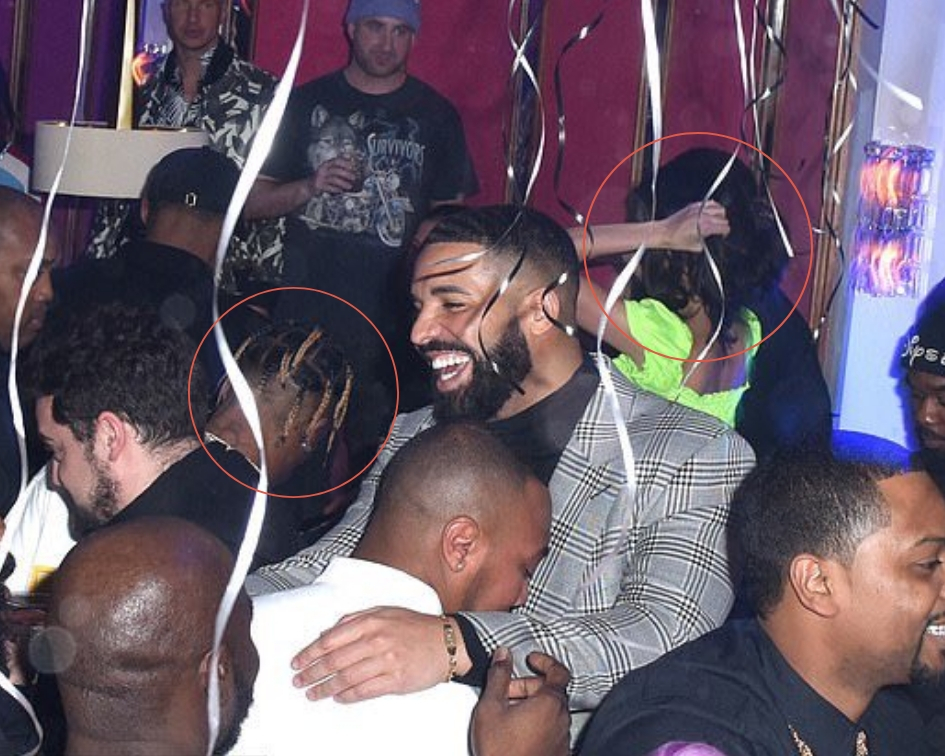 The Jenner siblings joined Travis Scott and Ben Simmons at Delilah in LA on Monday night, where the 'Scorpion' rapper was hosting a party. (Source: Twitter)
