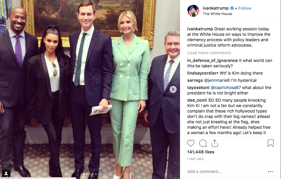 Ivanka Trump shared the picture of her meeting with Kim Kardashian West on her Instagram.