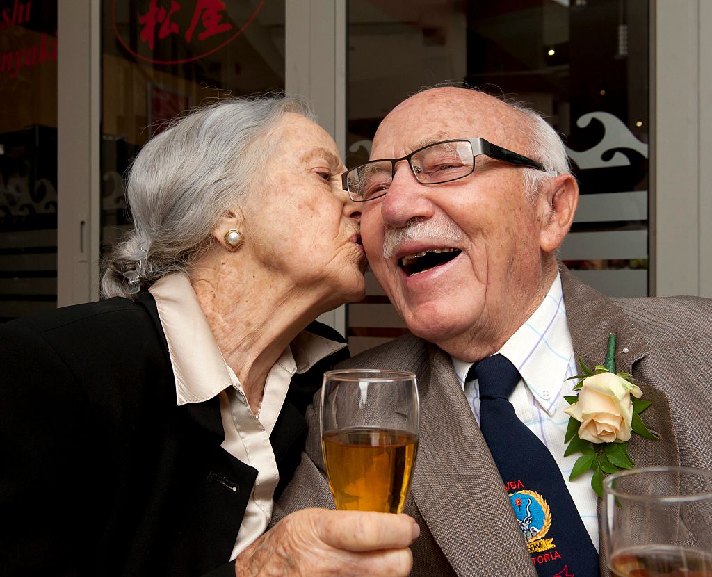 Hendrik and Gerti Pistorius are seen on December 12, 2012, in Johannesburg, South Africa celebrating their 70th wedding anniversary (Source: Brendan Croft/Foto24/Gallo Images/Getty Images)