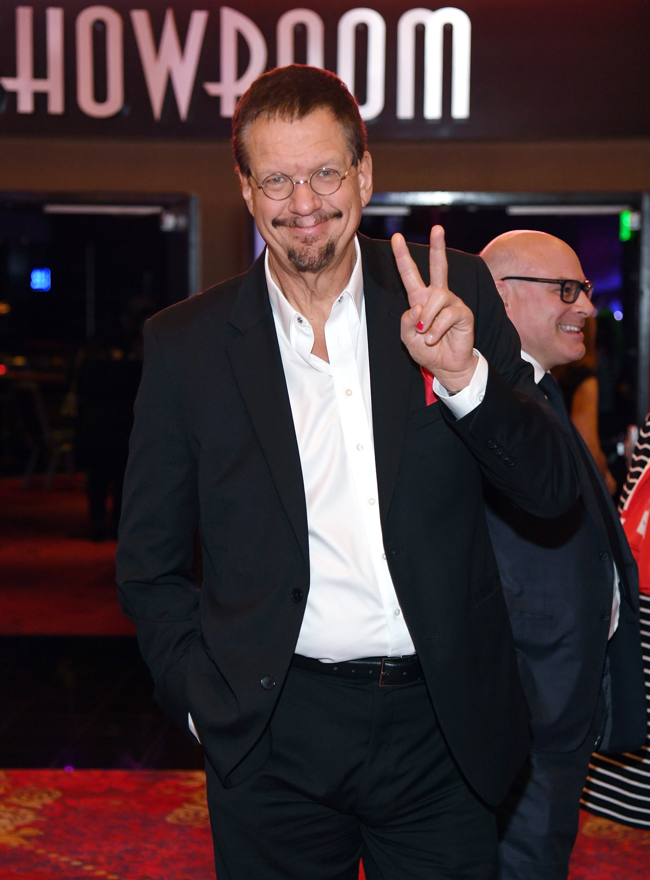 Penn Jillette of the comedy/magic team Penn & Teller arrives at a memorial for Jerry Lewis at the South Point Hotel & Casino on September 4, 2017 in Las Vegas, Nevada. Lewis died on August 20, 2017, at his home in Las Vegas at age 91.
