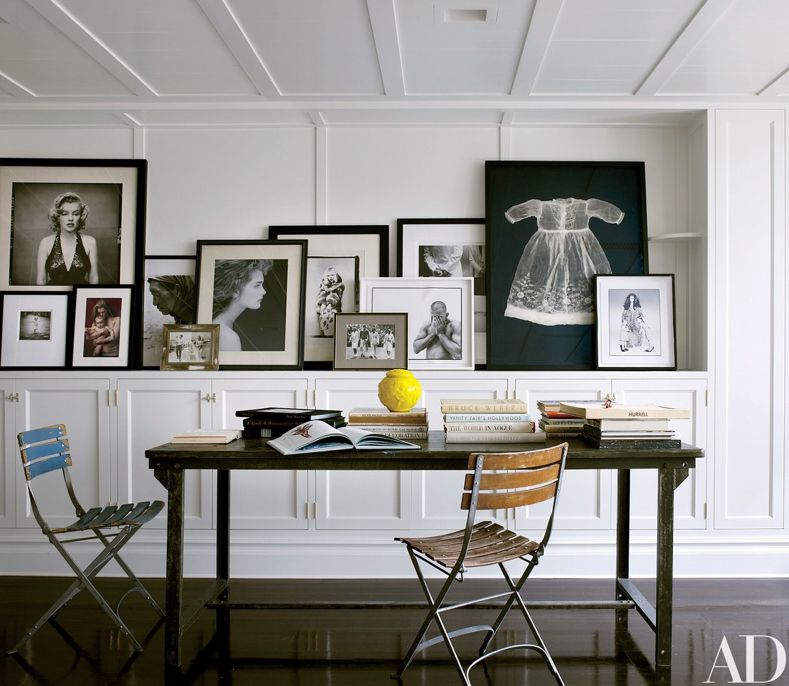 In the family room, portraits of Shields alone and with her children, including images by Robert Mapplethorpe and Annie Leibovitz, are propped alongside works by Richard Avedon, Adam Fuss, and others.