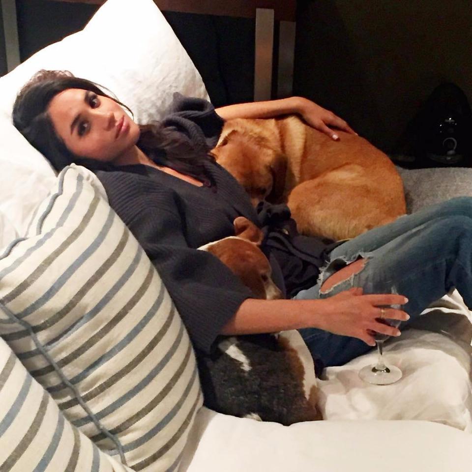 Meghan along with her dog Bogart whom she had to leave behind when she got married to Harry.