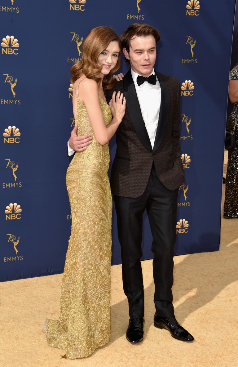 Natalia Dyer & Charlie Heaton at the Emmys red carpet