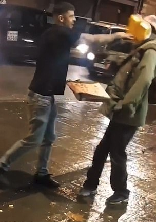 Thorpe then slams the food into the man's face (Source: Facebook)