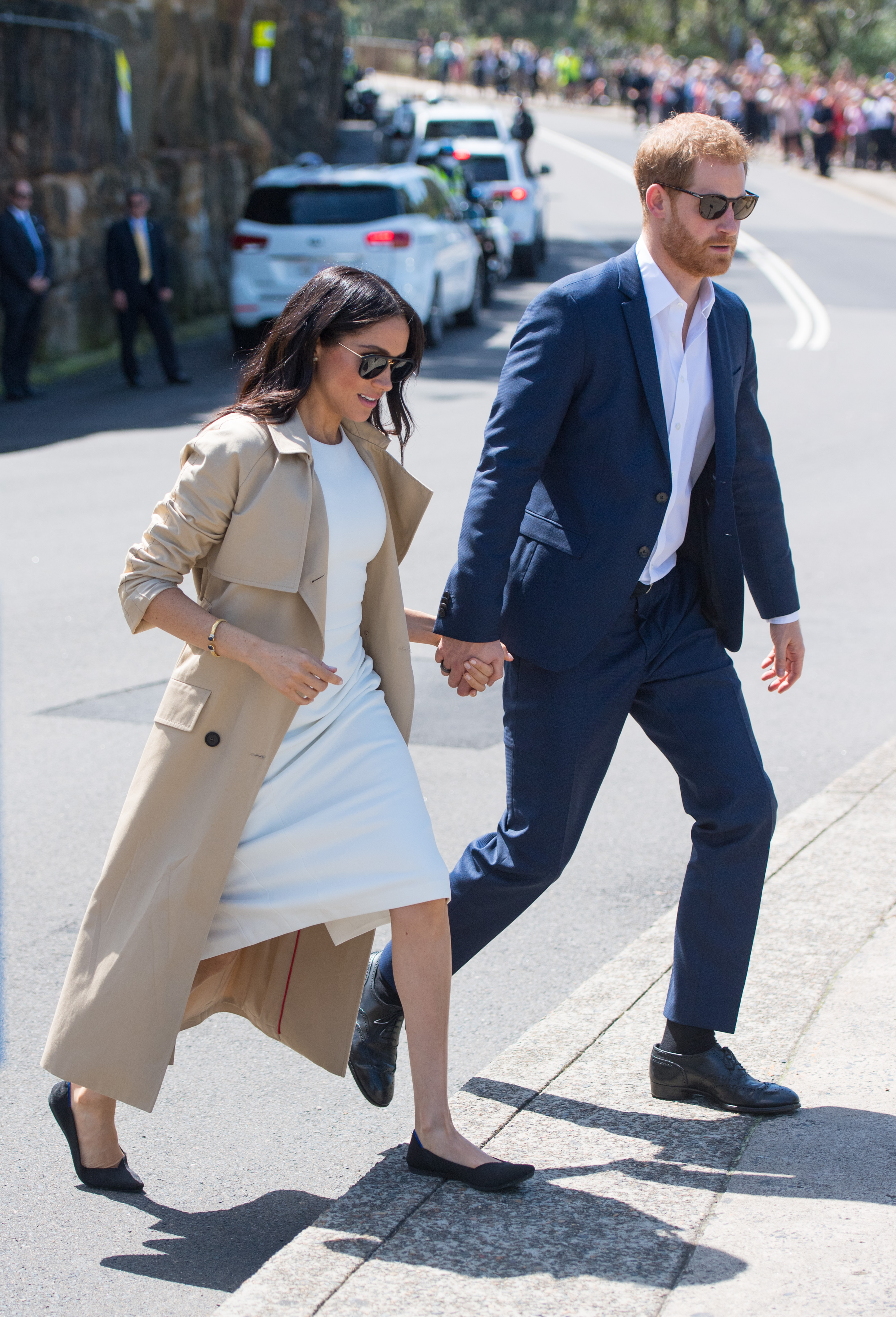 Prince Harry, Duke of Sussex and Meghan, Duchess of Sussex depart after visiting Taronga Zoo on October 16, 2018 in Sydney, Australia. The Duke and Duchess of Sussex are on their official 16-day Autumn tour visiting cities in Australia, Fiji, Tonga and New Zealand.