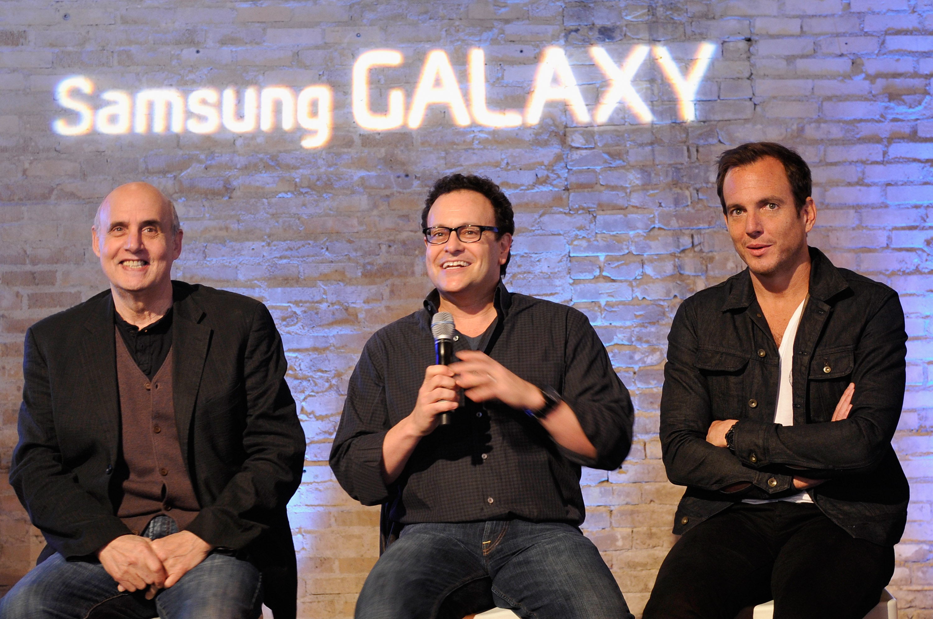 (L-R) Actor Jeffrey Tambor, creator Mitch Hurwitz and actor Will Arnett speak onstage as The Samsung Galaxy Experience hosts a Q&A with Mitch Hurwitz, Will Arnett and Jeffrey Tambor at SXSW on March 10, 2013 in Austin, Texas. (Getty Images)