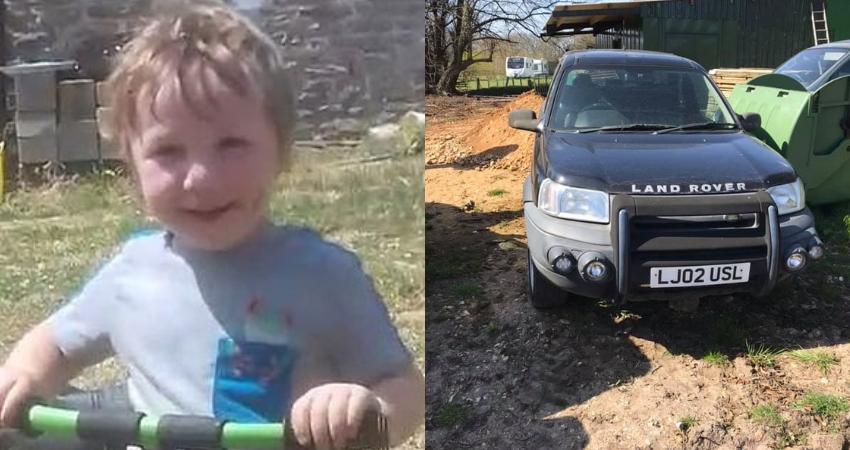 Evan fell out of the car when his father was trying to make a reverse turn. (Family Handout/ Facebook)