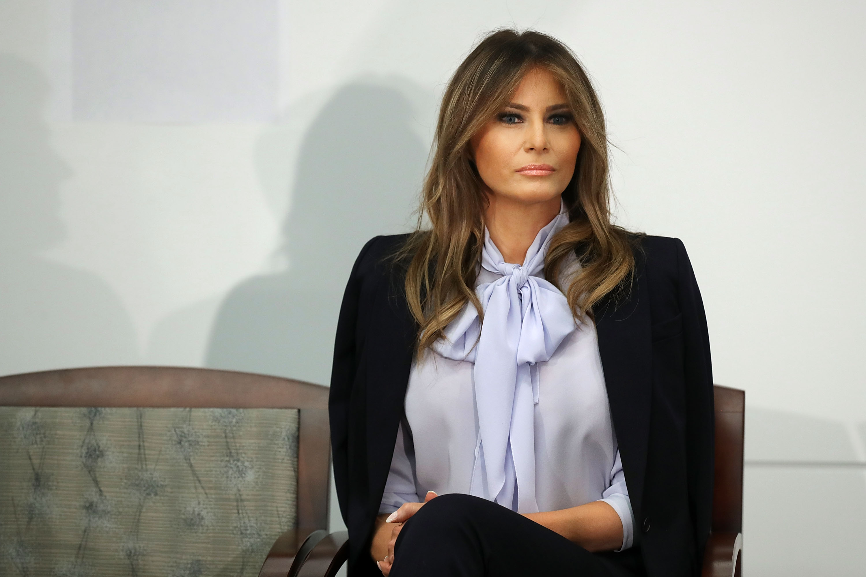 U.S. first lady Melania Trump attends a Federal Partners in Bullying Prevention summit at the Health Resources and Service Administration August 20, 2018 in Rockville, Maryland.