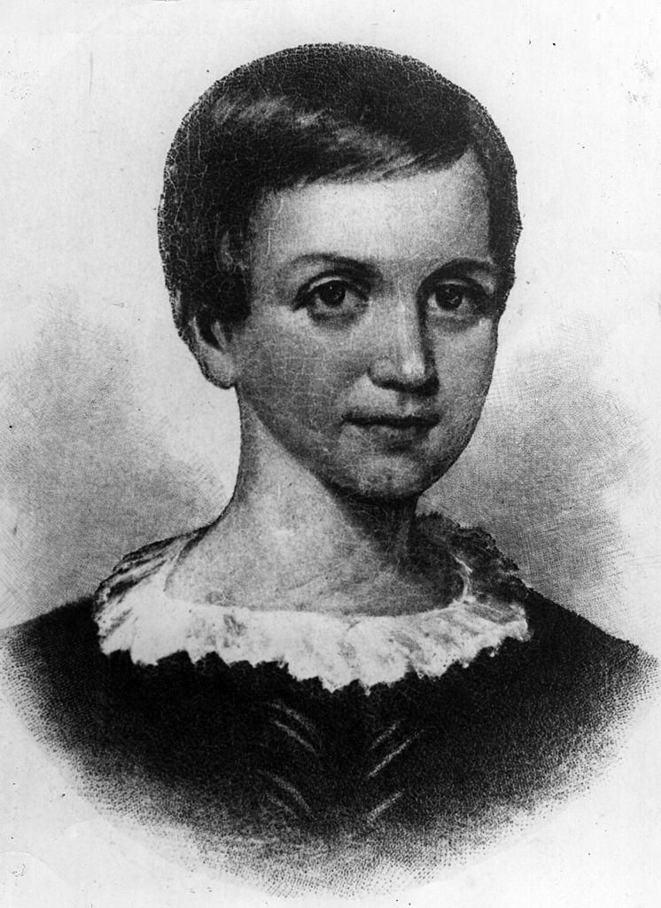 Emily Elizabeth Dickinson (1830 - 1886). She withdrew herself at the age of 23 from all social contacts and lived an intensely secluded life, writing over 1,000 poems. (Source: Hulton Archive/Getty Images)