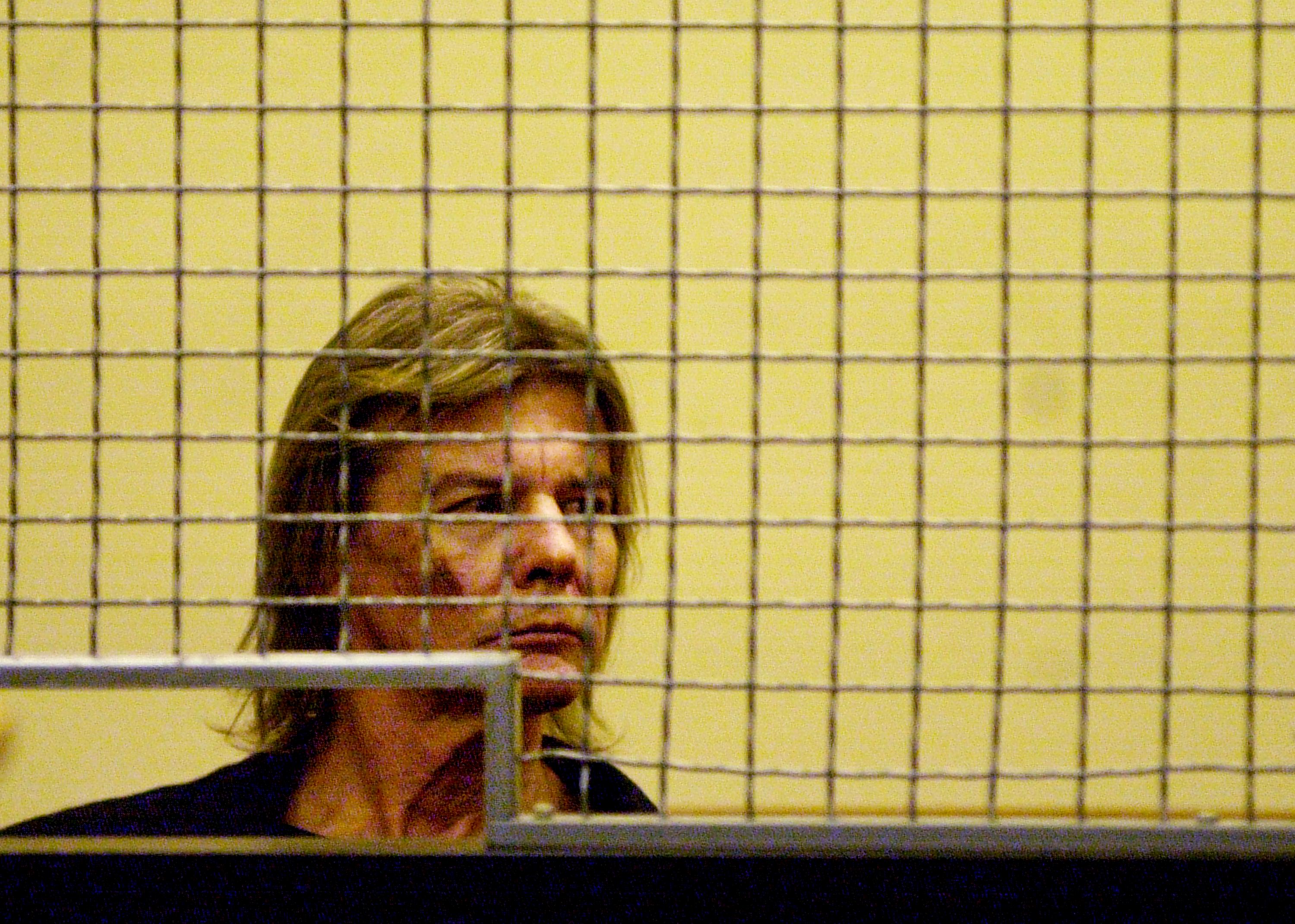 ***EXCLUSIVE*** Actor Jan-Michael Vincent is taken into custody, pending a $5,000.00 bail at his probation violation hearing in Laguna Niguel, CA, July 11, 2000. The 55-year-old former star of the 1980's television show 'Airwolf' was arrested January 19 in a Santa Monica, CA park in the latest of several alcohol-related incident (Getty Images)