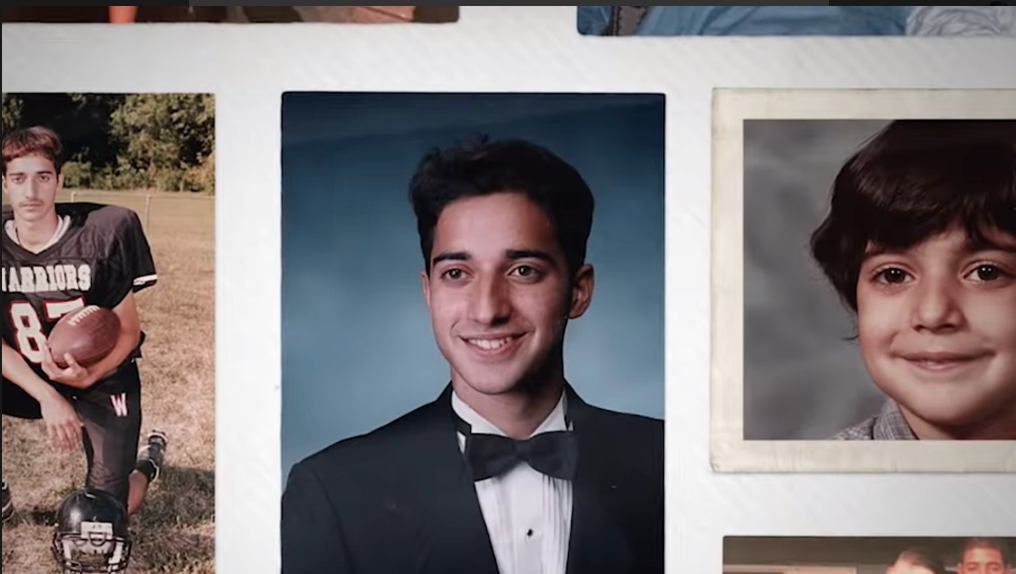 Adnan Syed, 17 yrs (C), pictured in a screenshot from the documentary The Case Against Adnan Syed.