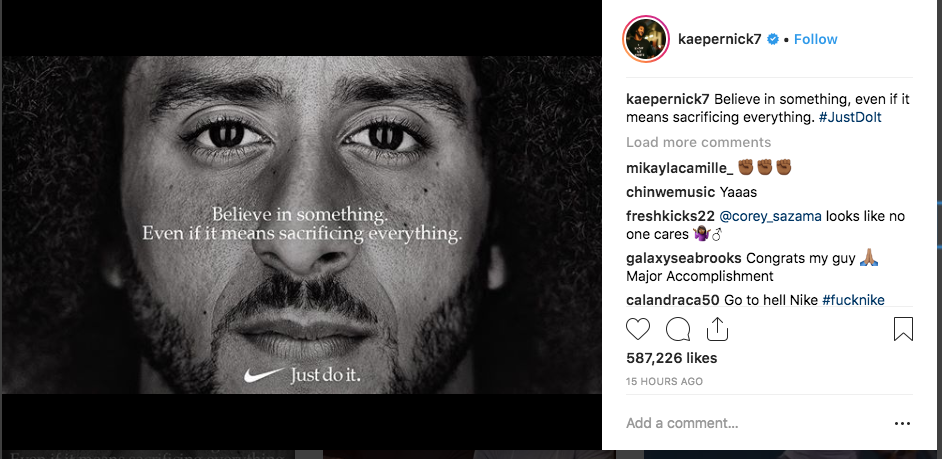Kaepernick shared the picture on his Instagram, stirring a controversy
