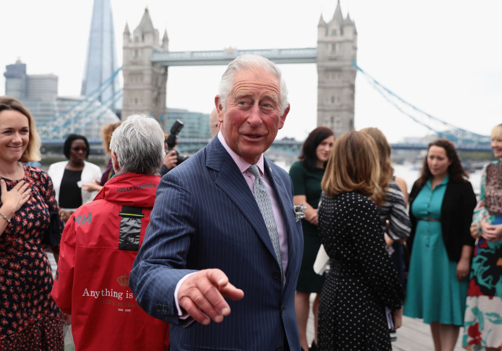Charles, Prince of Wales and Camilla, Duchess of Cornwall during their visit to the 'Maiden' yacht on September 5, 2018 in London, England and meet with Her Royal Highness Princess Haya Bint al Hussein. (Photo by Dan Kitwood/Getty Images)