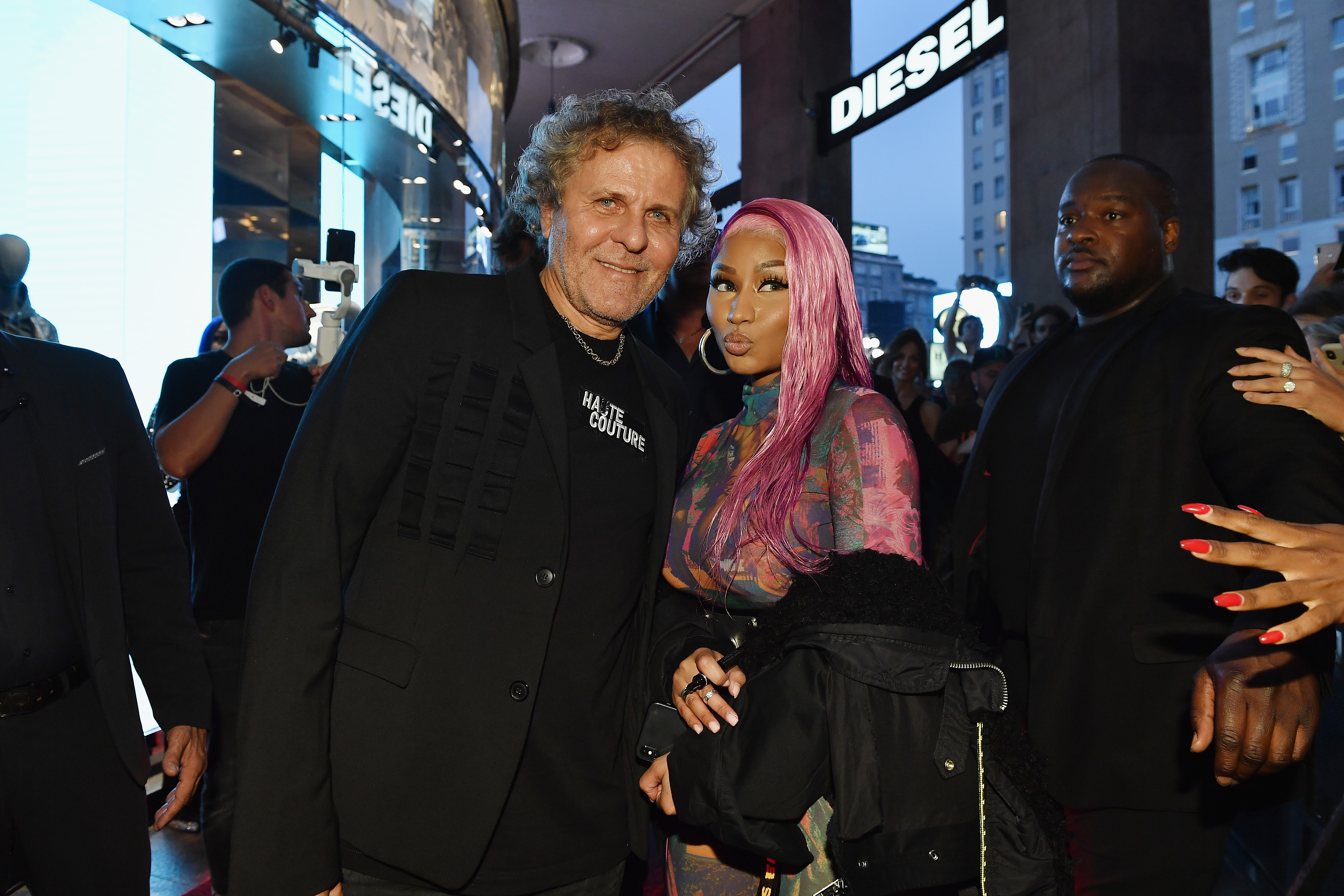 Renzo Rosso and Nicki Minaj attend Diesel Hate Couture on September 19, 2018 in Milan, Italy.