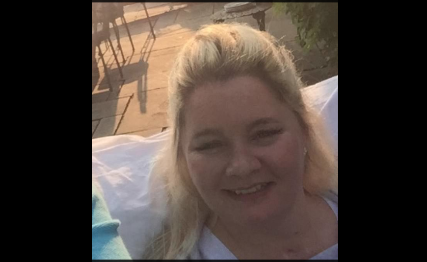 Claire Busby can be seen in a picture on GoFundMe website set up for her financial aid.