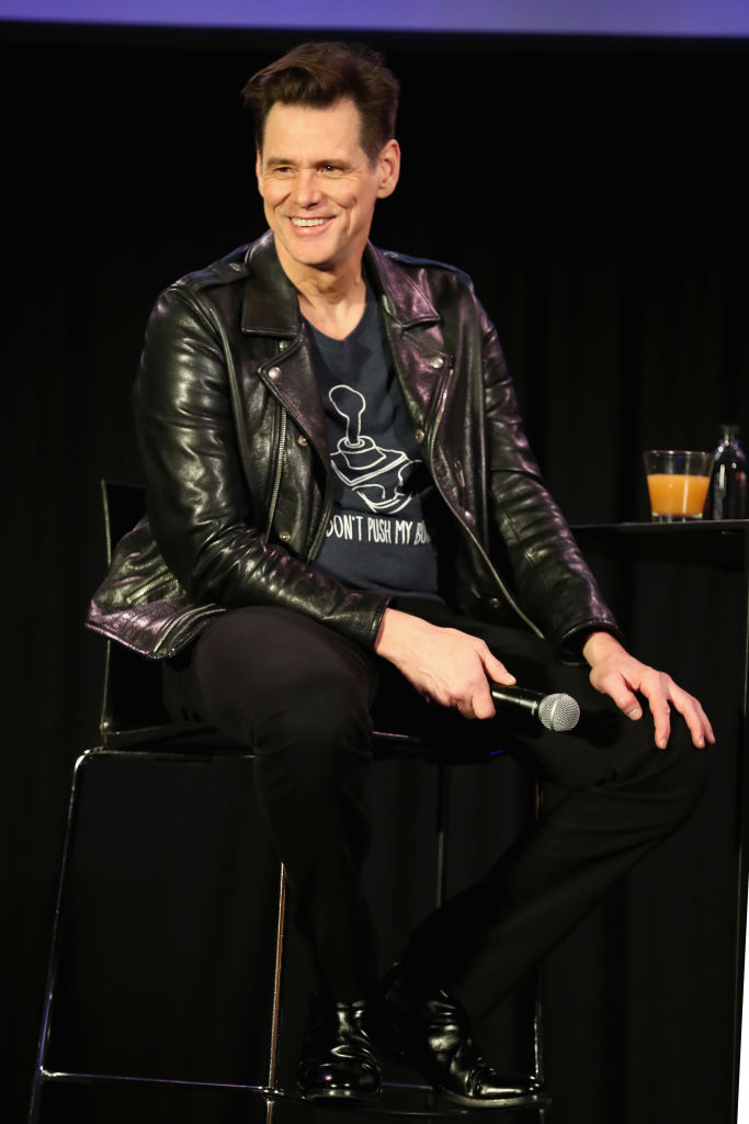 Jim Carrey attends 'Jim Carrey In Conversation with Jerry Saltz' during Vulture Festival Presented By AT&T at Hollywood Roosevelt Hotel on November 18, 2018 in Hollywood, California. (Photo by Joe Scarnici/Getty Images for New York Magazine)
