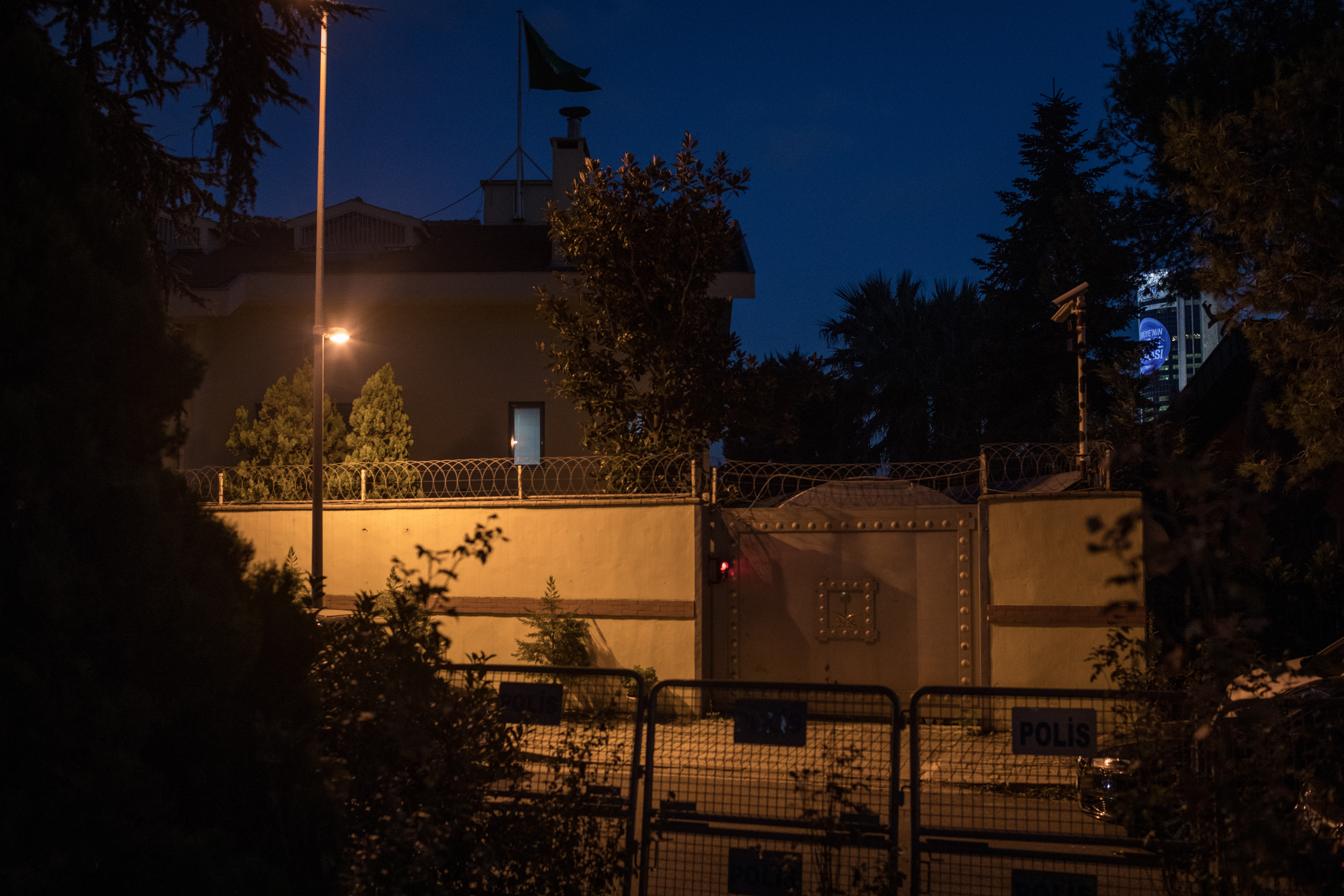 The entrance gate of the Saudi Arabian Consulate is seen on October 7, 2018 in Istanbul, Turkey. Fears are growing over the fate of missing journalist Jamal Khashoggi after Turkish officials said they believe he was murdered inside the Saudi consulate.