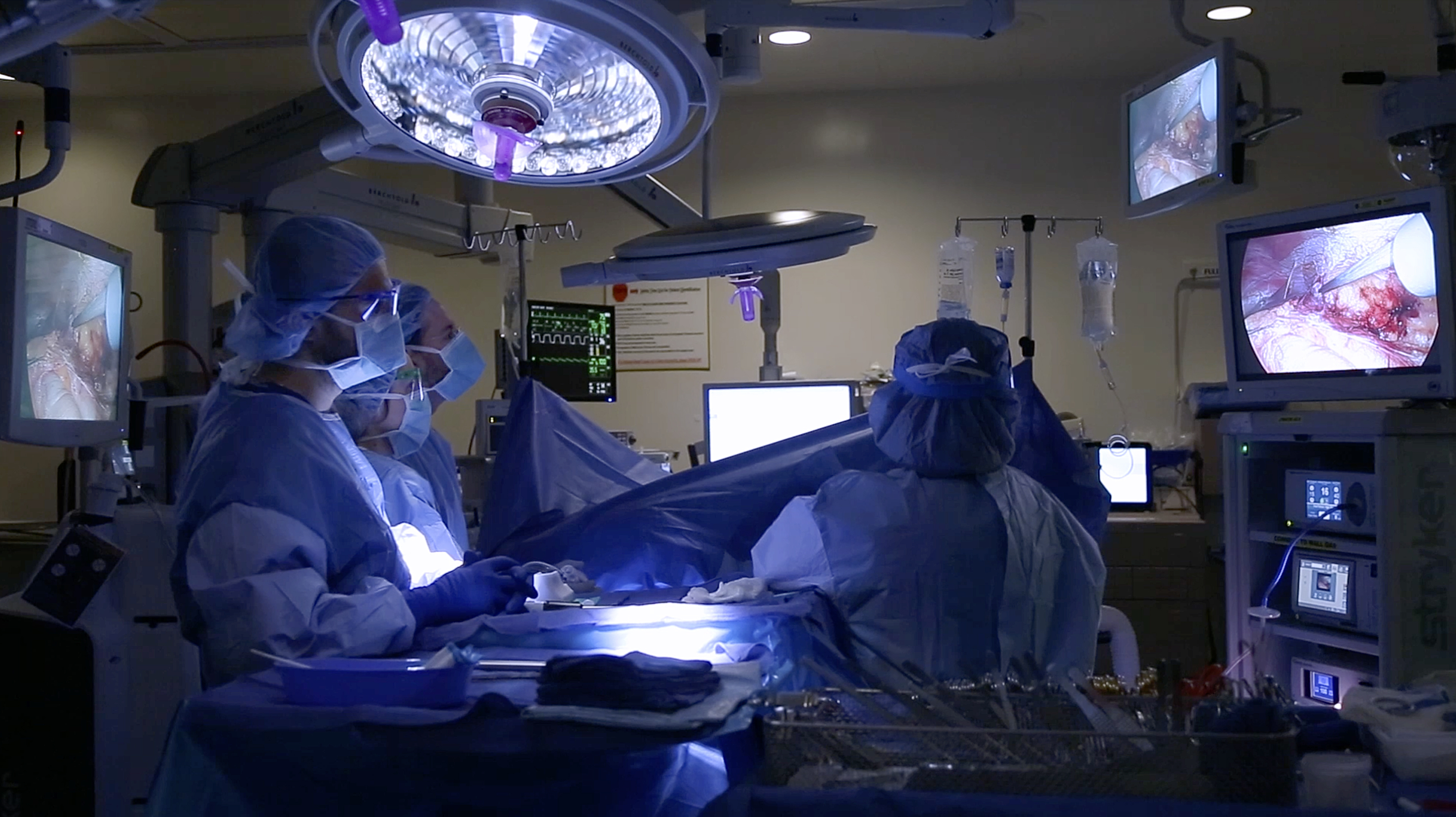 In this image made from video provided by Johns Hopkins Medicine, surgeons operate on Nina Martinez of Atlanta, who’s thought to be the world’s first kidney transplant living donor with HIV, in Baltimore on Monday, March 25, 2019. (AP)