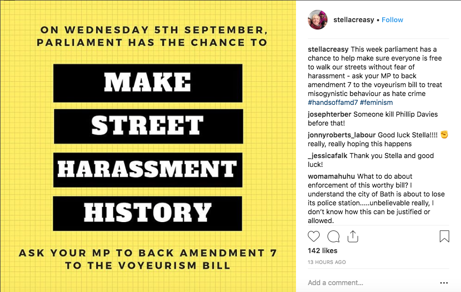 Stella Creasy posted about her initiative on Instagram
