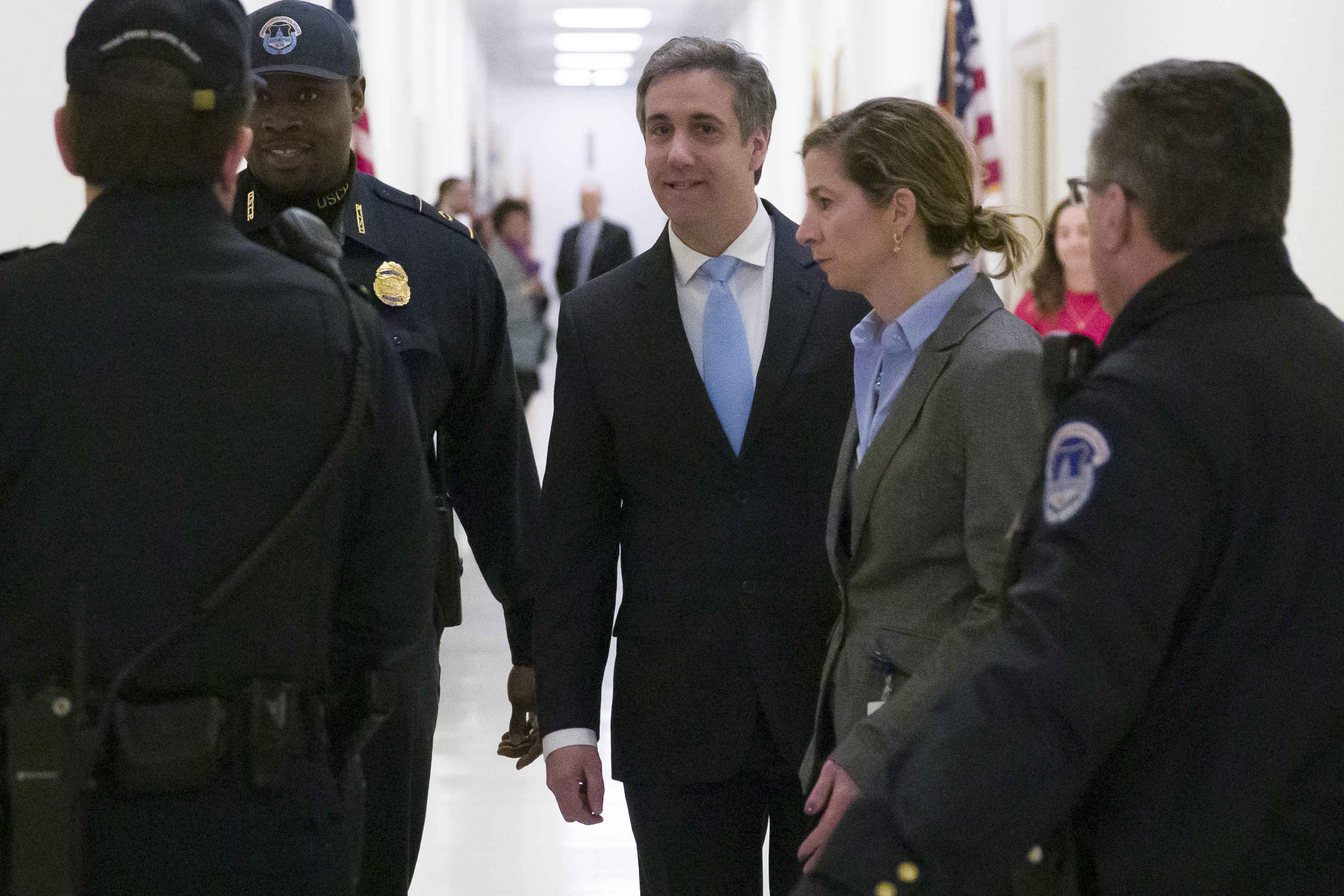 Michael Cohen arrives to testify before the House Oversight and Reform Committee on February 27 in Washington. (AP Photo/Alex Brandon)