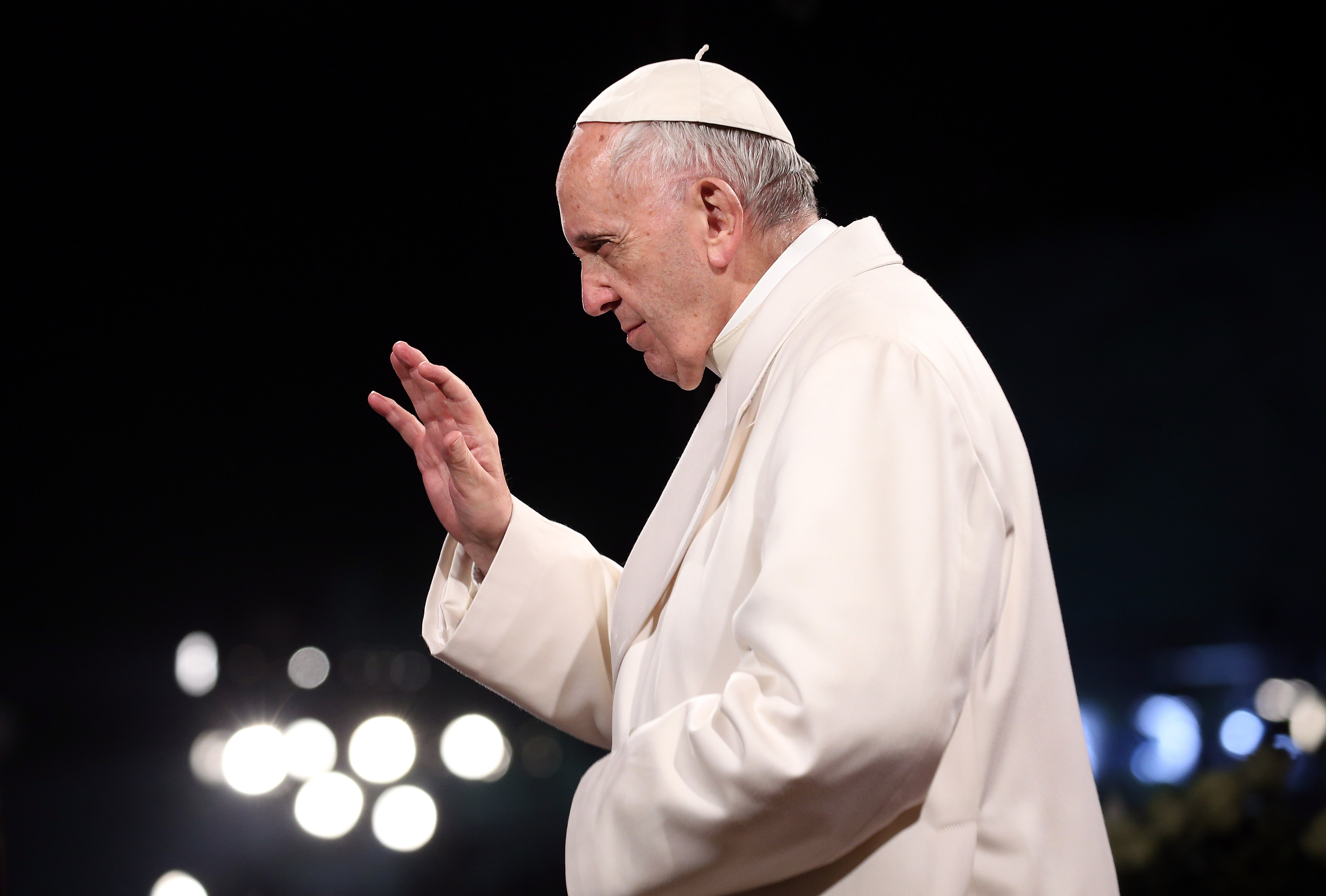 Pope Francis attends the Stations of the Cross at the Colosseum on March 30, 2018, in Rome, Italy. (Getty)