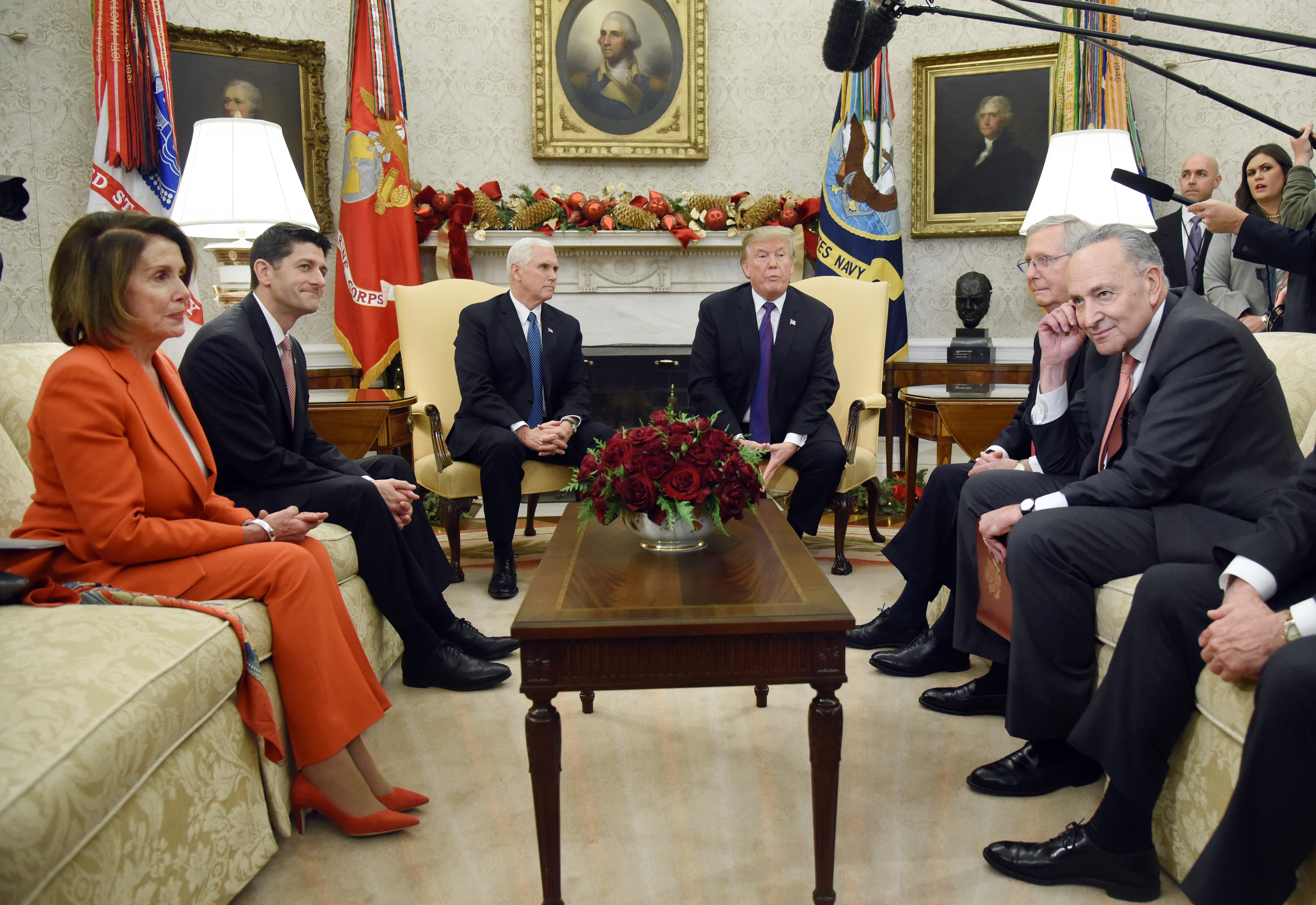 Trump's meeting with Pelosi and Schumer happened on the same day he made the call to White (Source: Olivier Douliery - Pool/Getty Images)