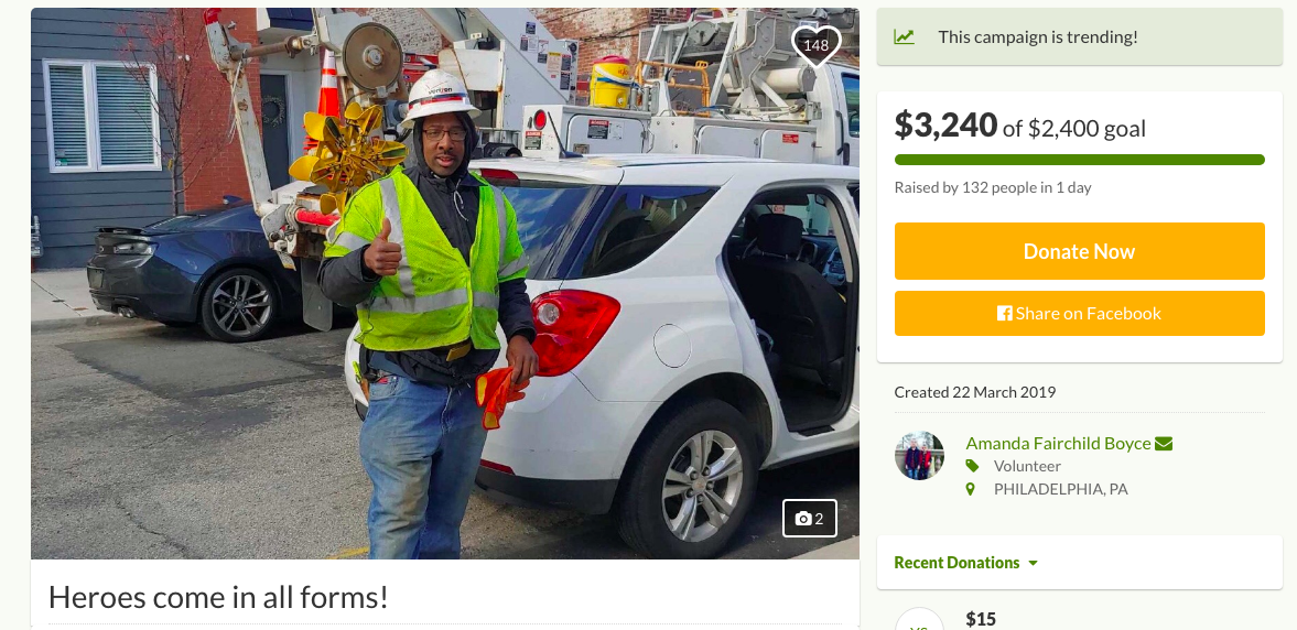 A GoFundMe page set up by Boyce to raise funds for German.