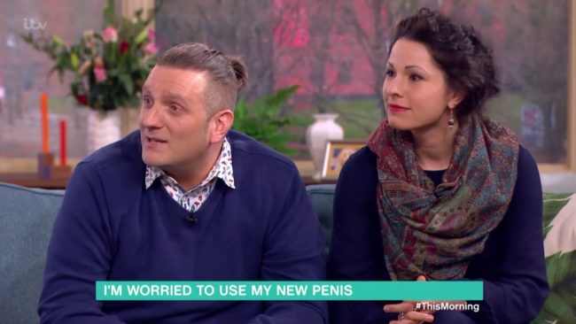 Andrew Wardle, 44, who was born without a penis, finally had sex for the first time with long-term girlfriend Fedra Fabian, pictured, after he had a bionic penis fitted following for years of milestone surgery. (Screenshot)