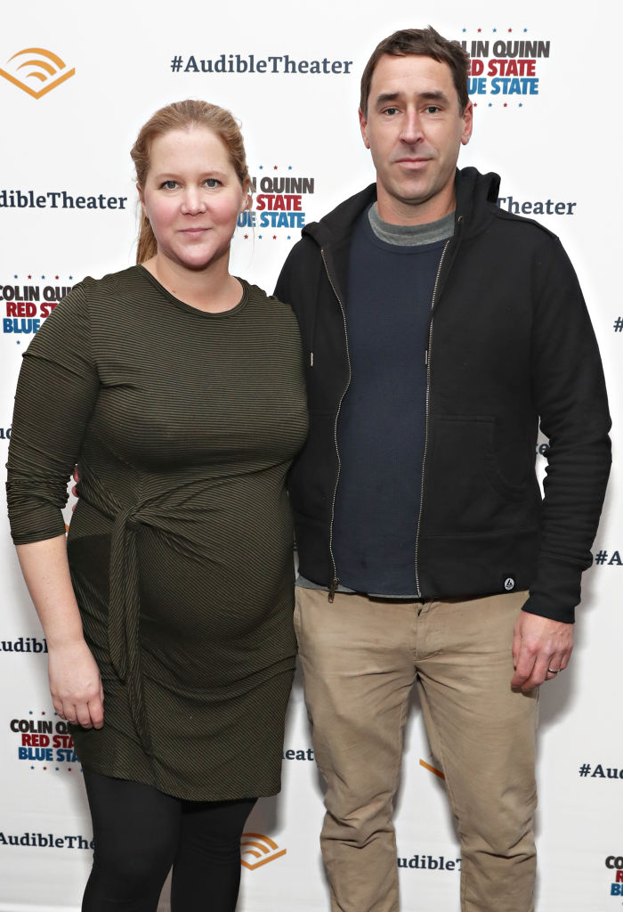Amy Schumer and Chris Fischer attend the opening night of 'Colin Quinn: Red State Blue State' at the Minetta Lane Theatre on January 22, 2019 in New York City. (Photo by Cindy Ord/Getty Images for Red State Blue State)