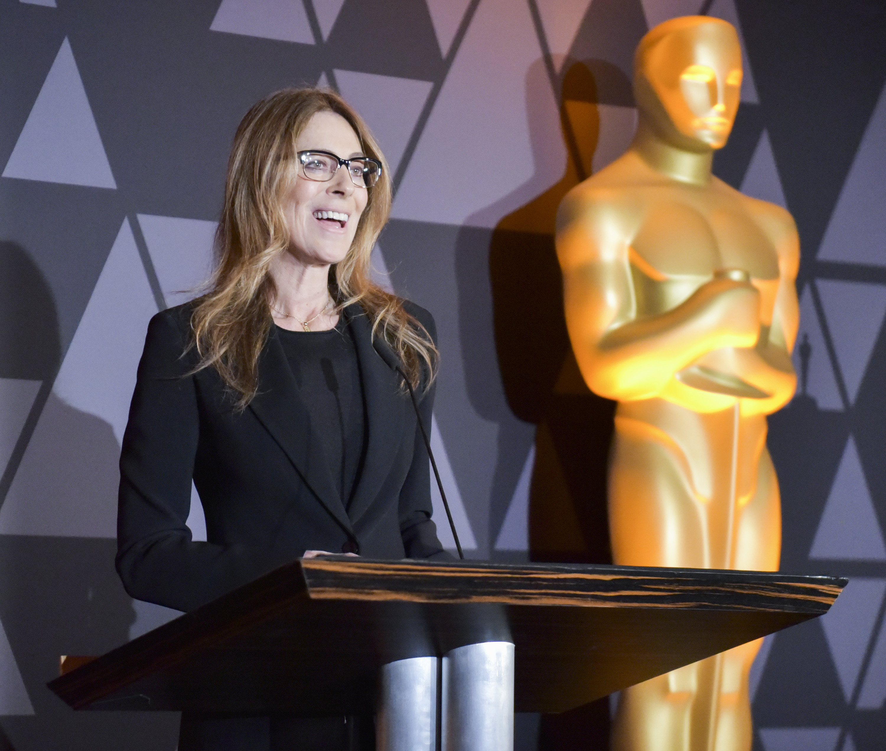 Kathryn Bigelow speaks onstage at The Oscars Foreign Language Film Award Directors Reception at the Academy of Motion Picture Arts and Sciences on March 2, 2018, in Beverly Hills, California. (Getty Images)