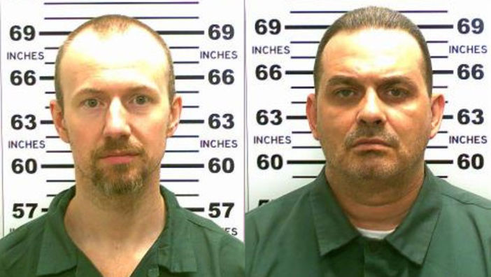 In this handout from New York State Police, convicted murderers David Sweat (L) and Richard Matt are shown in this composite image. Matt, 48, and Sweat, 34, escaped from the maximum security prison on June 6, 2015, using power tools and going through a manhole.