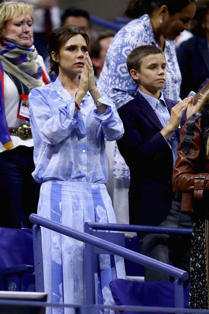 Victoria Beckham watches Madison Keys play Elise Mertens of Belgium on Day Two of the 2017 US Open at the USTA Billie Jean King National Tennis Center on August 29, 2017 in the Flushing neighborhood of the Queens borough of New York City. (Photo by Clive Brunskill/Getty Images)