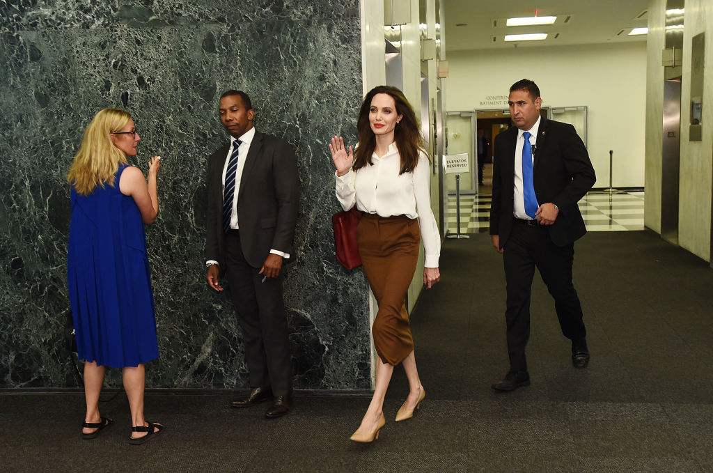 Actress and Special Envoy to the United Nations High Commissioner for Refugees Angelina Jolie visits The United Nations on September 14, 2017, in New York City. (Getty Images)