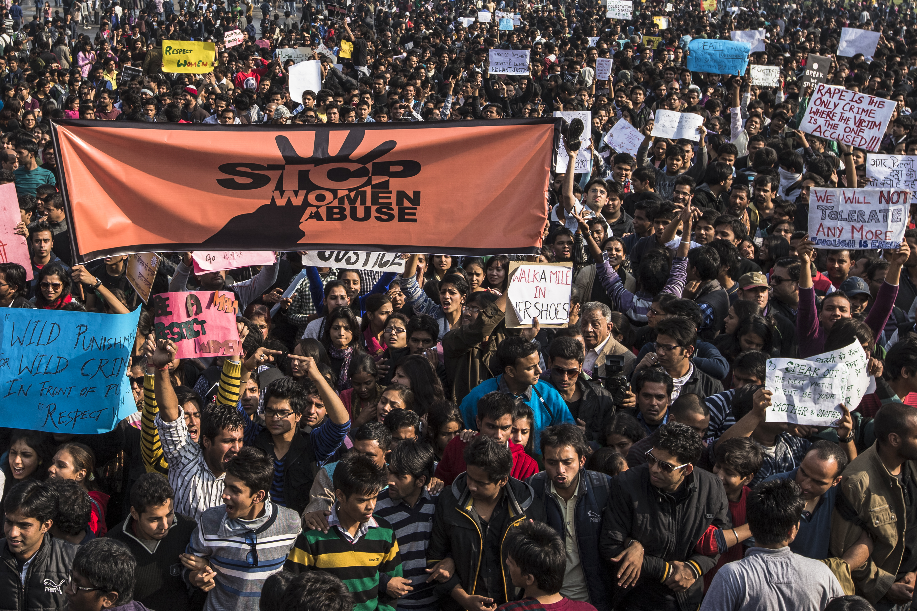 Students demonstrate the government's reaction to recent rape incidents in the country (Source: Daniel Berehulak/Getty Images)