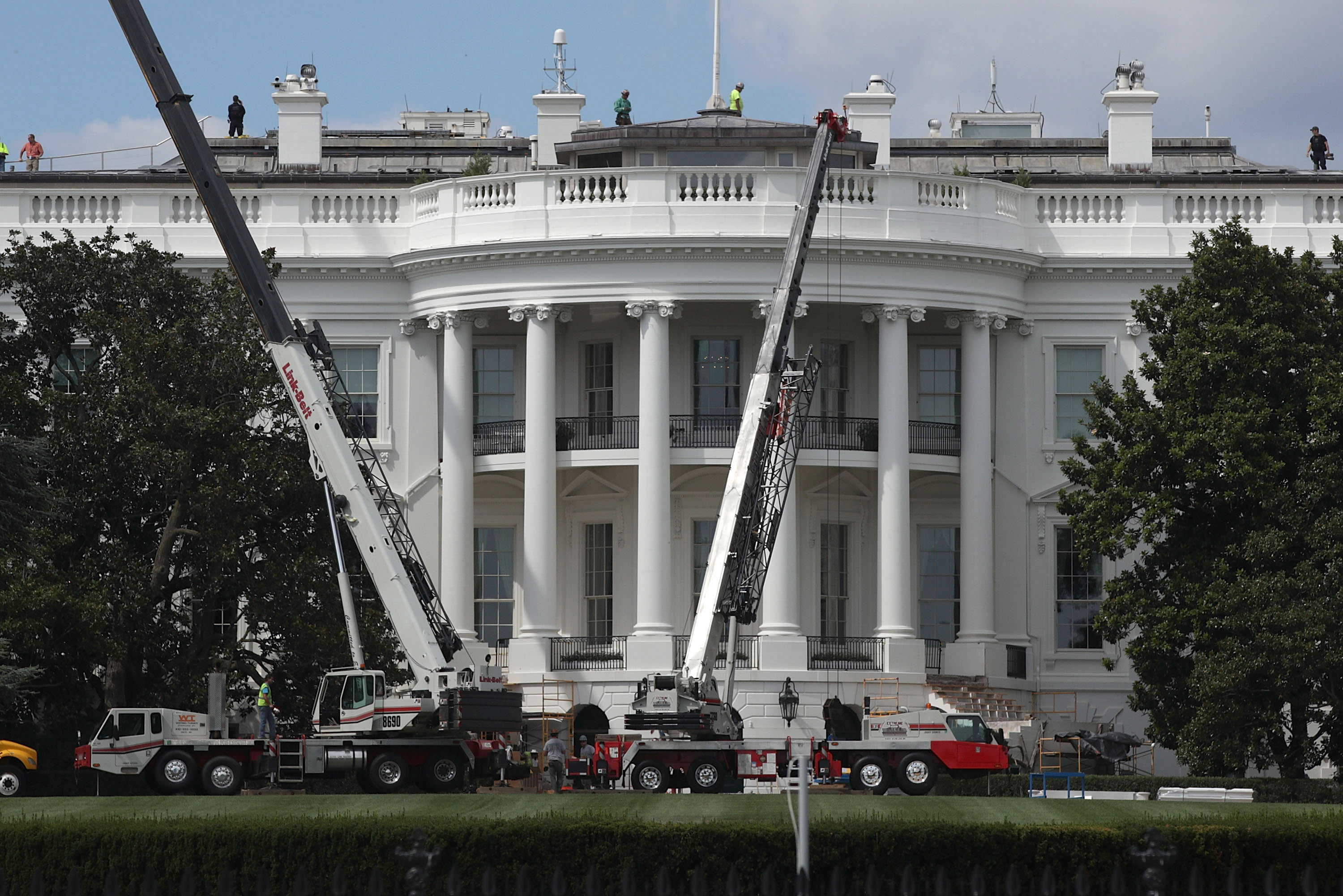Reporters again began asking questions, considering the amount of steel and concrete going into the construction near the West Wing of the White House. (Getty Images)