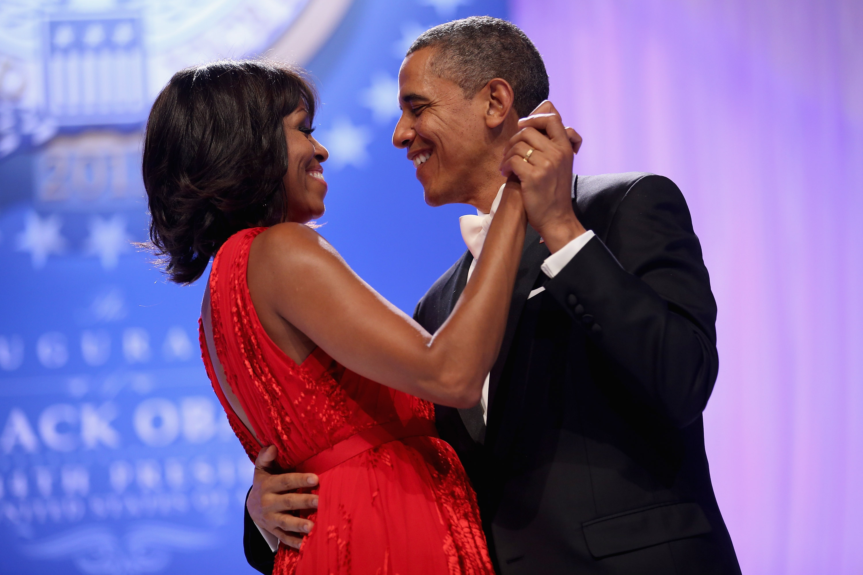 U.S. President Barack Obama and First Lady Michelle Obama dance together during the Comander-in-Chief's Inaugural Ball at the Walter Washington Convention Center January 21, 2013, in Washington, DC. (Getty Images)