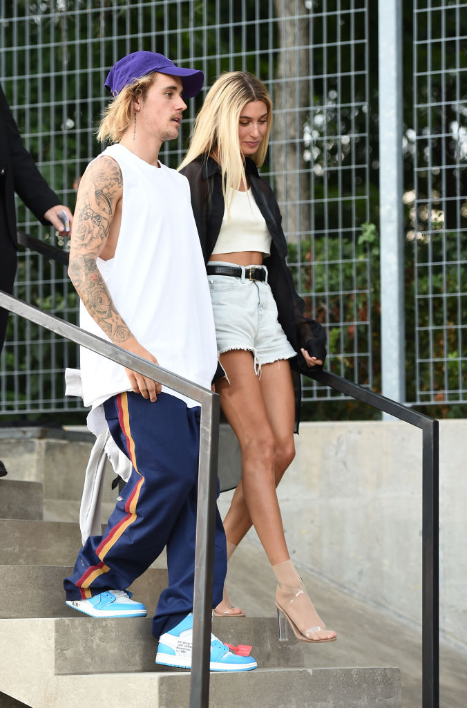 Justin Bieber and Hailey Baldwin attend the John Elliott front row during New York Fashion Week: The Shows on September 6, 2018 in New York City. (Photo by Theo Wargo/Getty Images for NYFW: The Shows)