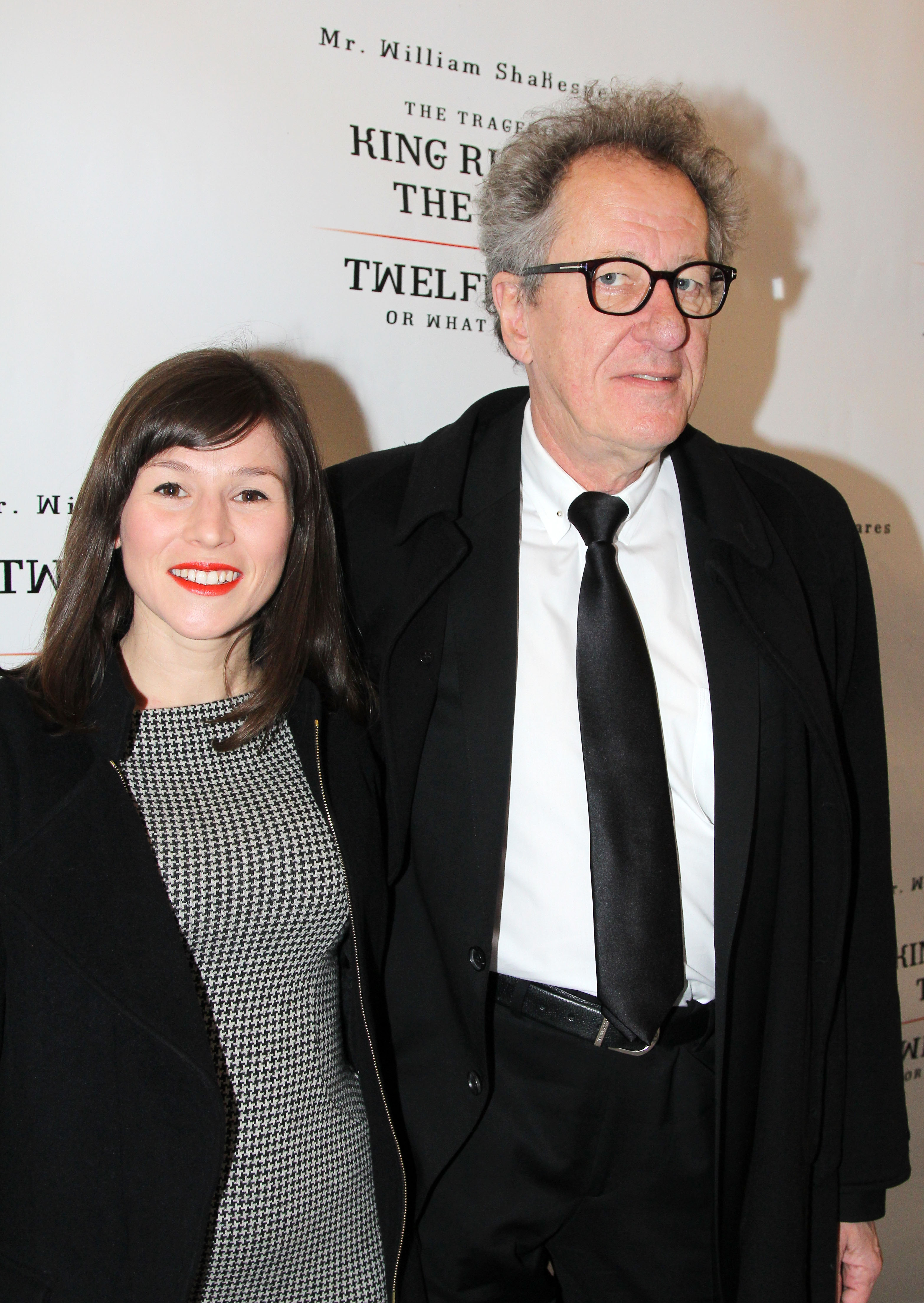 Yael Stone and Geoffrey Rush pose at the opening night of 'Richard III' on Broadway at The Belasco Theater on November 10, 2013, in New York City. (Photo by Bruce Glikas/FilmMagic)