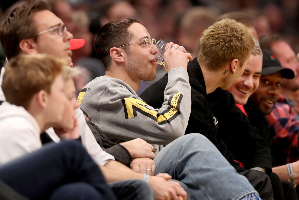 Actor Pete Davidson watches the Denver Nuggets play the Charlotte Hornets in the first quarter at the Pepsi Center on January 5, 2019 in Denver, Colorado. (Photo by Matthew Stockman/Getty Images)