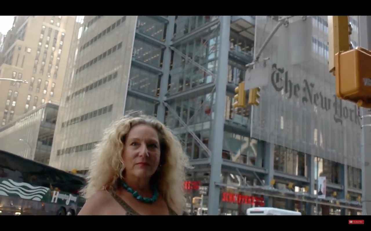 Romola Hodas pictured in a screenshot of her video 'Romola Hodas — The Princess of 42nd Street'.