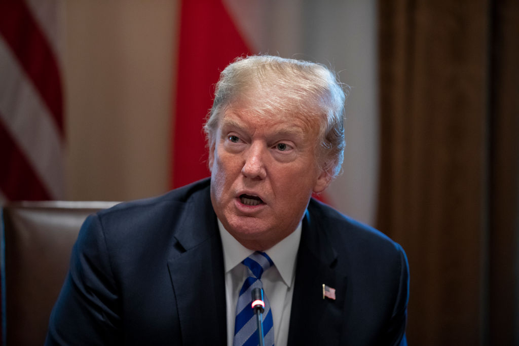 President Donald Trump speaks as he meets with the Emir of Kuwait Jaber Al-Ahmad Al-Sabah during an expanded bilateral meeting in the Cabinet Room of the White House on September 5, 2018 in Washington, DC. (Photo by Alex Edelman- Pool/Getty Images)
